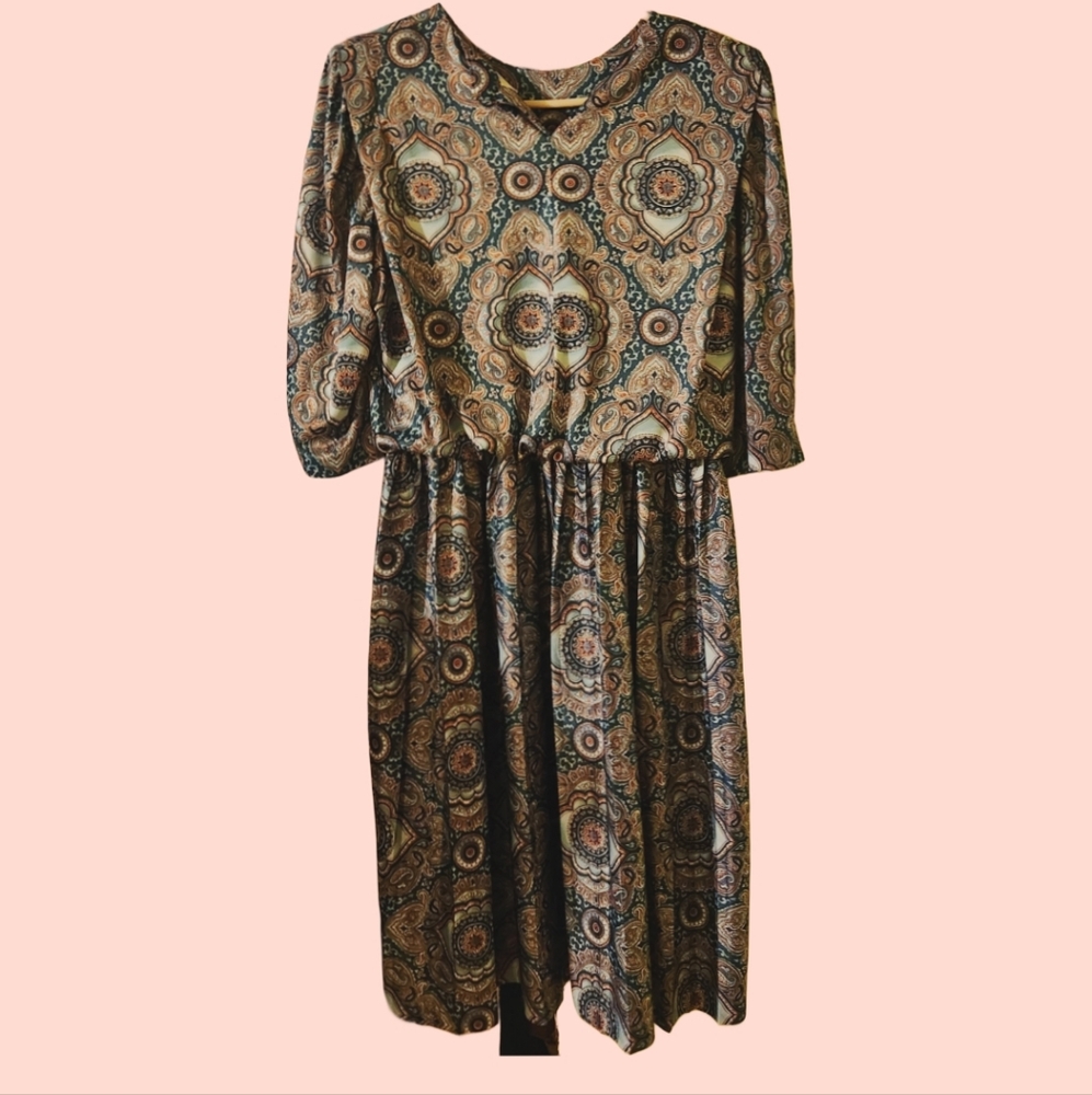VTG 80s M. C. S. ltd. New York Abstract print Dress Plus Size 18